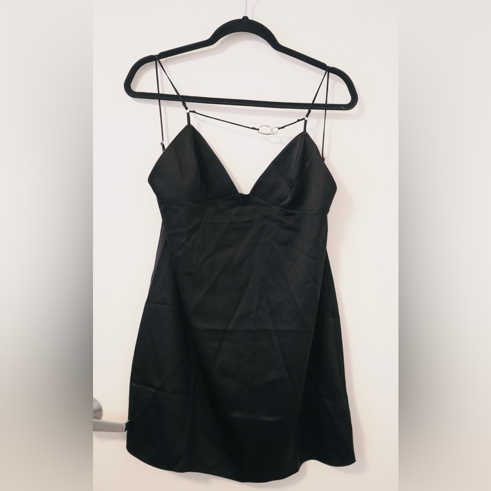 Calvin Klein/ Nensi Dojaka Black Slip Dress with Spaghetti Straps